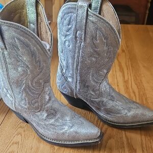 Laredo Metallic Silver Ankle Booties